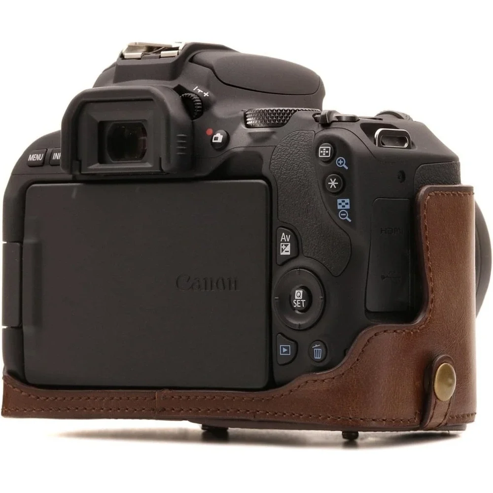 MegaGear MG1304 Leather Camera Case Canon‎ SL2 200D Kiss X9 18-55mm Dark Brown